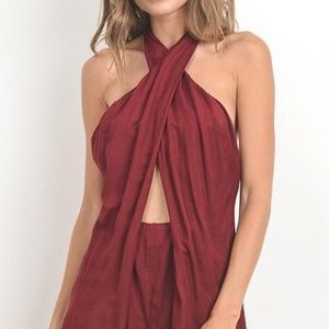 Drape front romper